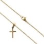 Collier avec chaine L.45 cm réglable jusqu'à 50cm avec croix plate H.1.5 cm en acier inoxydable doré, livrée en pochette